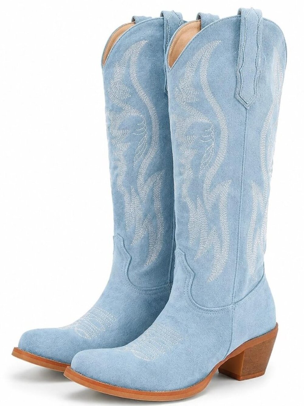 Women's Mid Calf Cowboy Boots Western Pointed Toe Embroidered Boots